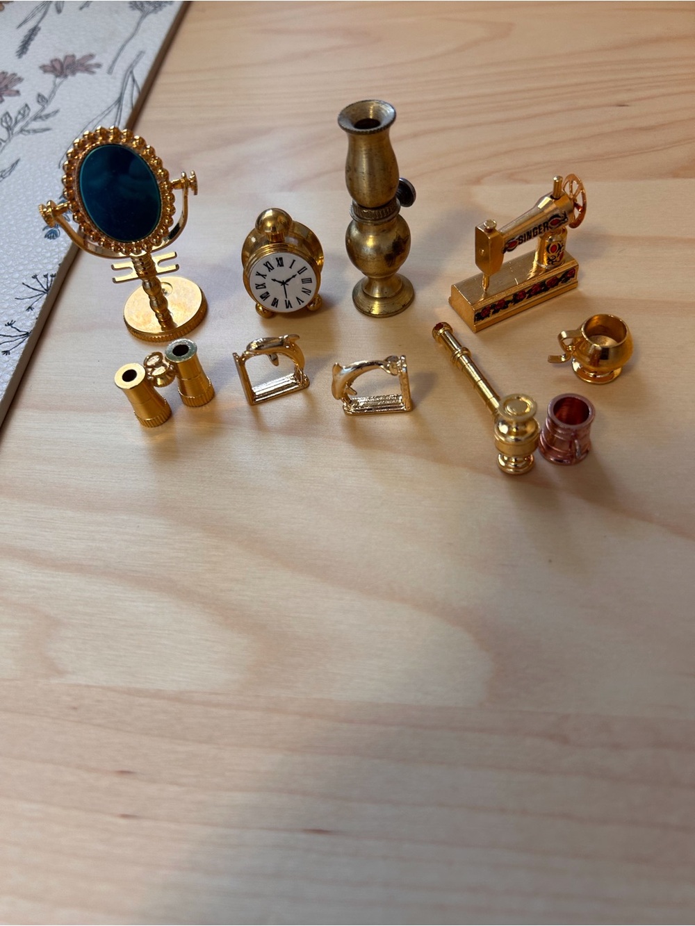 Miniature Gold Dollhouse Accessories Set